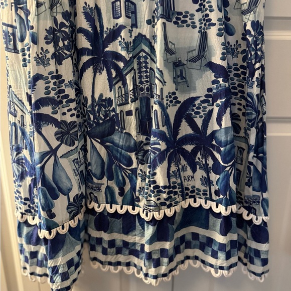 FARM Rio Blue and White Tropical Midi Dress - Picture 5 of 6